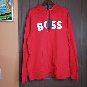 BOSS Cotton Terry Hoodie Orange Men's Plus size 3XL